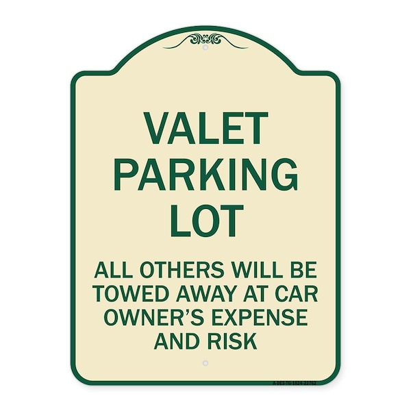 Signmission Valet Parking All Others Towed Away Car Owners Expense & Risk Alum Sign, 18" L, 24" H, TG-1824-22762 A-DES-TG-1824-22762 - main